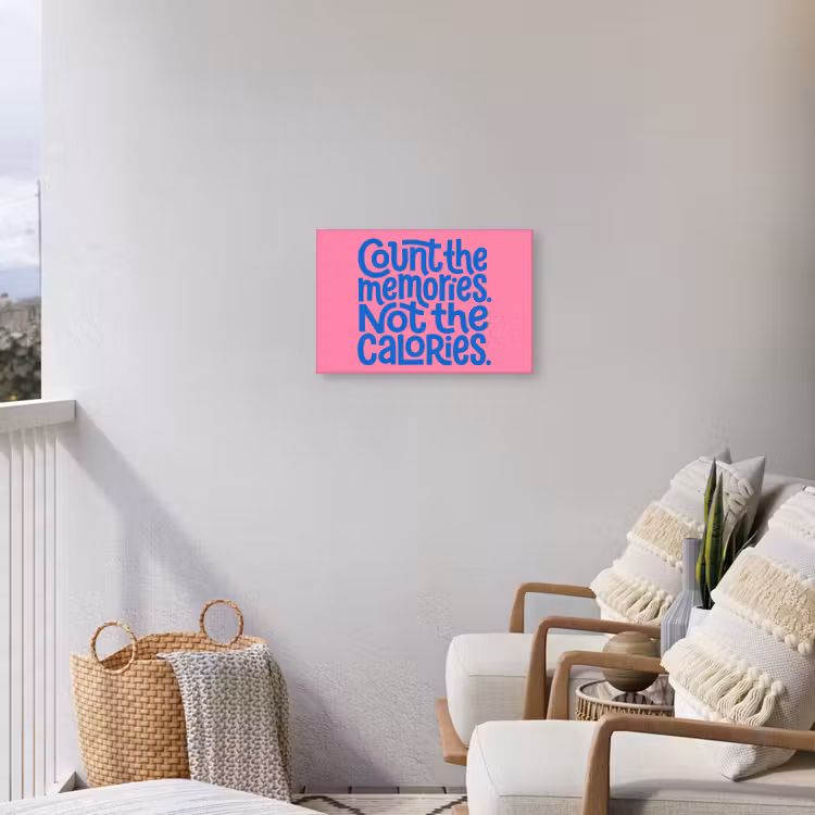 Memories - Roze - Blauw - Quote Tuinposter op houten frame 2 cm dik klein -sfeer1