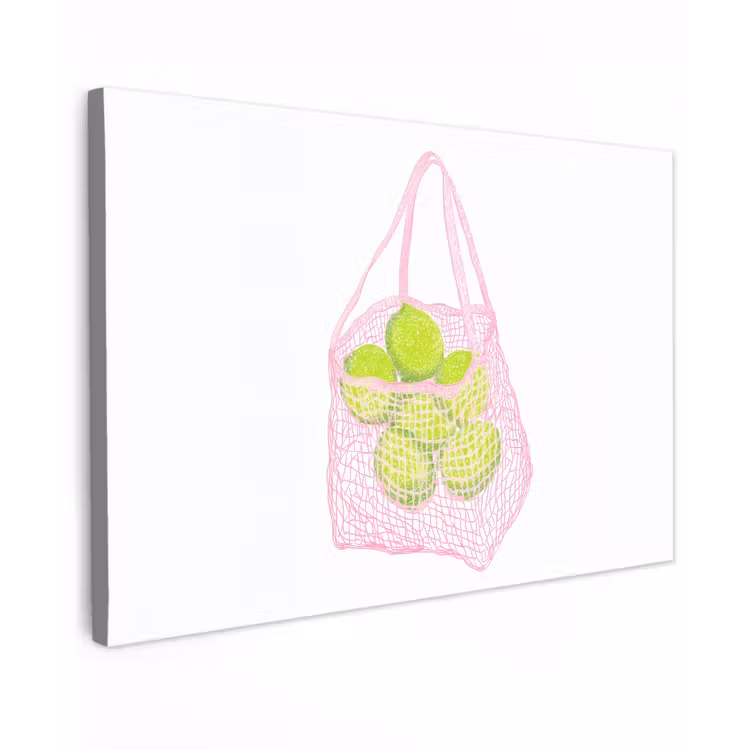 Netzakje - Roze - Illustratie - Limoenen Tuinposter op houten frame 2 cm dik klein -3d