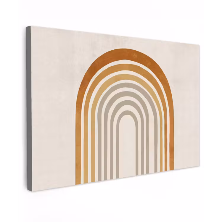 Minimalistisch - Boog - Lijnen - Beige Tuinposter op houten frame 2 cm dik klein -3d