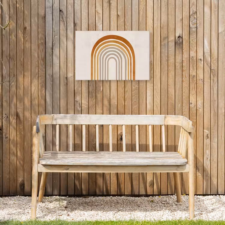 Minimalistisch - Boog - Lijnen - Beige Tuinposter op houten frame 2 cm dik klein -sfeer4