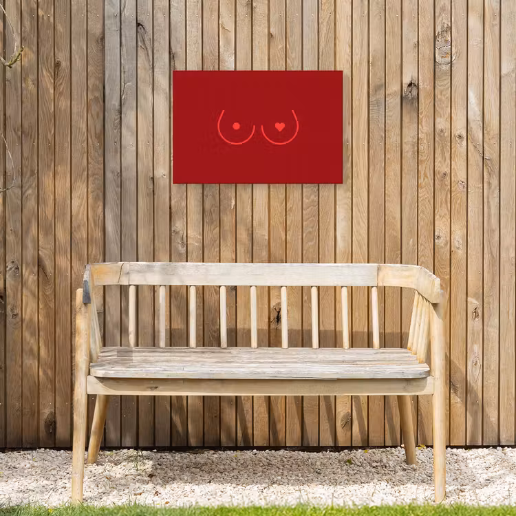 Minimalistisch - Lijnillustratie - Rood Tuinposter op houten frame 2 cm dik klein -sfeer4