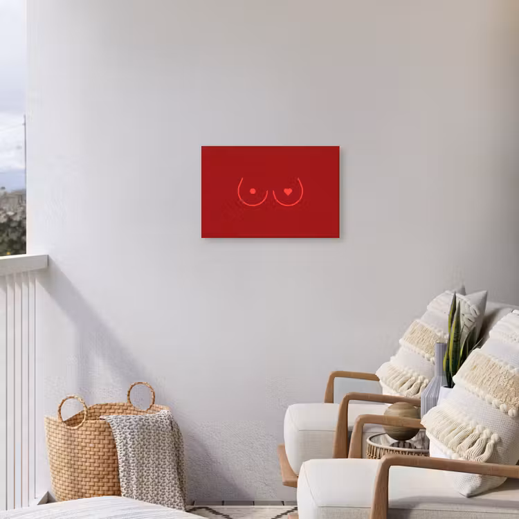 Minimalistisch - Lijnillustratie - Rood Tuinposter op houten frame 2 cm dik klein -sfeer1