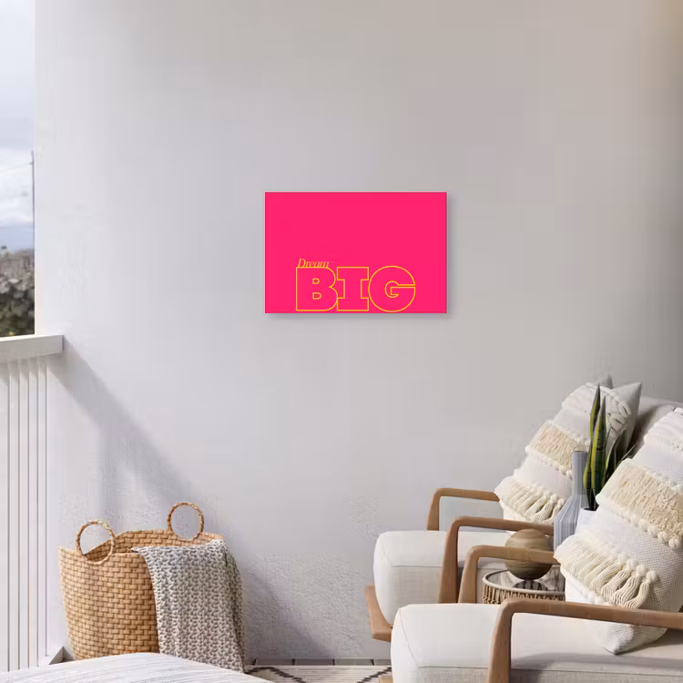 Minimalistisch - Roze - Dream big - Grafisch Tuinposter op houten frame 2 cm dik klein -sfeer1