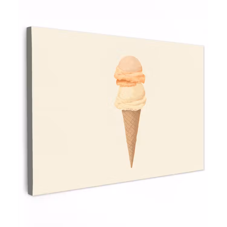 Minimalistisch - Schepijs - Hoorntje - Beige Tuinposter op houten frame 2 cm dik klein -3d