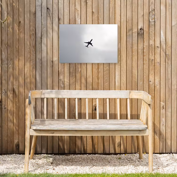 Minimalistisch - Silhouet - Zwart - Vliegtuig Tuinposter op houten frame 2 cm dik klein -sfeer4