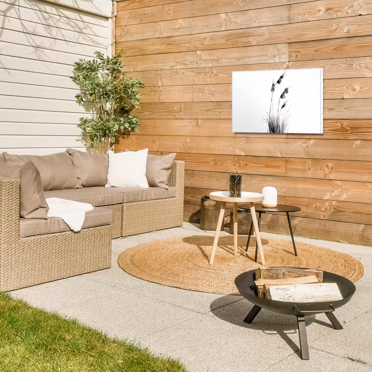 Minimalistisch - Stelen - Wit Tuinposter op houten frame 2 cm dik klein -sfeer2