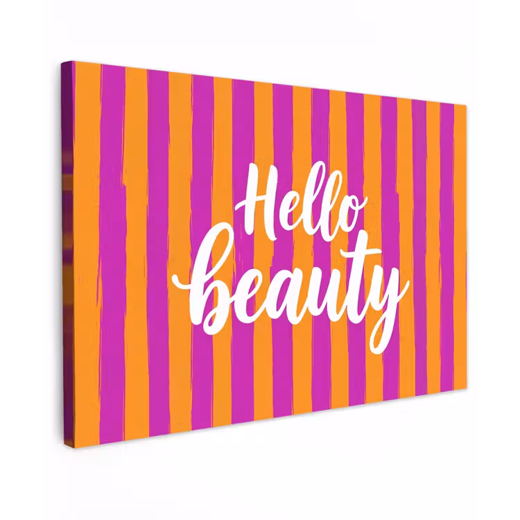 Modern - Hello - Oranje Tuinposter op houten frame 2 cm dik klein -3d