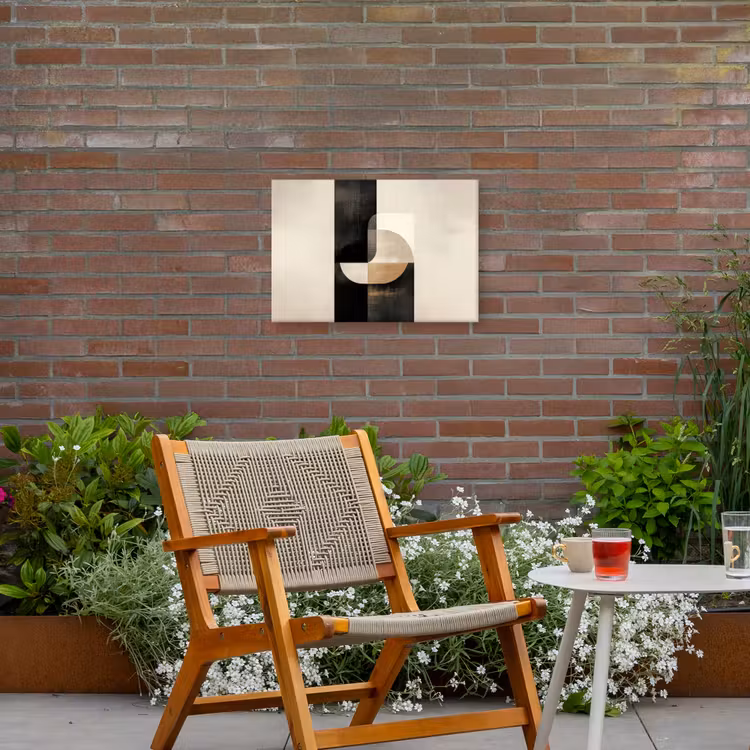 Modern - Vierkant - Vormen Tuinposter op houten frame 2 cm dik klein -sfeer3