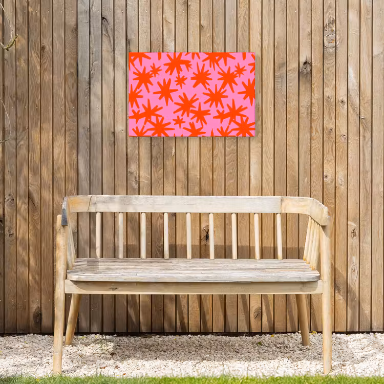 Modern - Sterren - Roze Tuinposter op houten frame 2 cm dik klein 845 -sfeer4