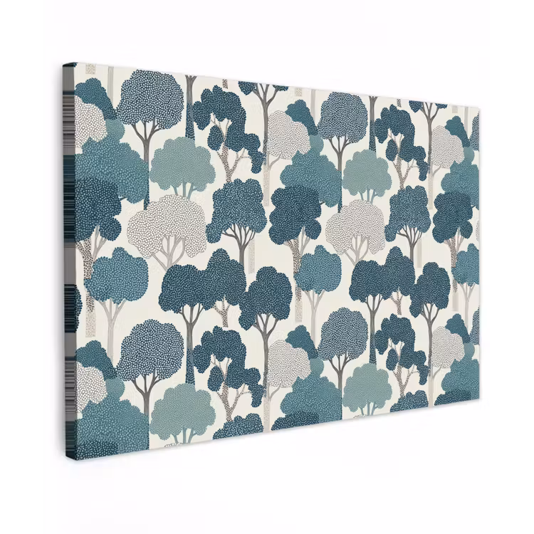 Modern - Bomen - Bos - Patroon - Blauw Tuinposter op houten frame 2 cm dik klein 845 -3d