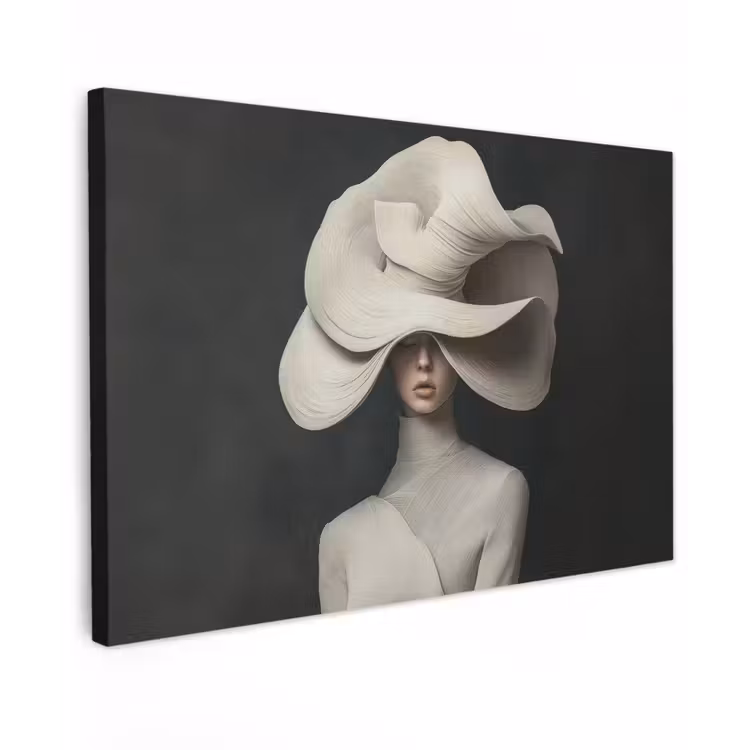 Modern - Vrouw - Hoed Tuinposter op houten frame 2 cm dik klein -3d