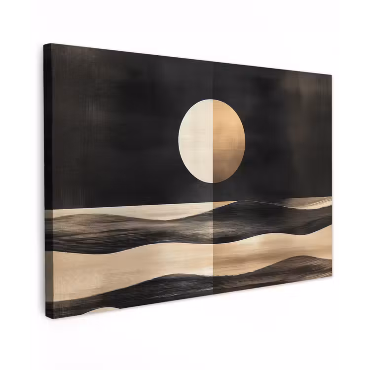 Maan - Cirkel - Goud Tuinposter op houten frame 2 cm dik klein -3d