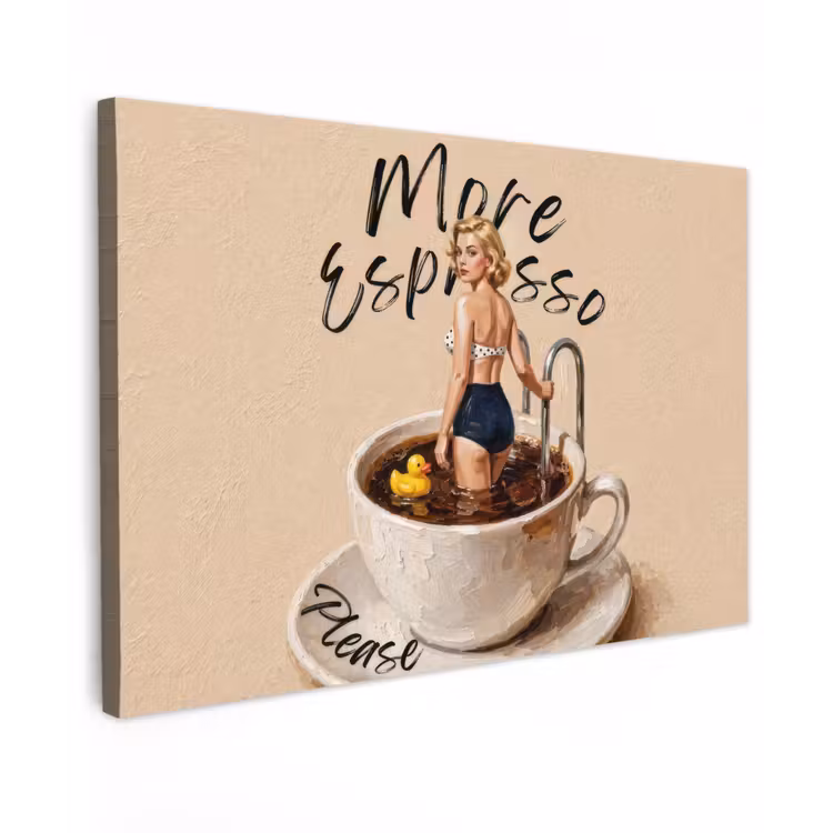 More espresso - Koffie - Eend Tuinposter op houten frame 2 cm dik klein -3d