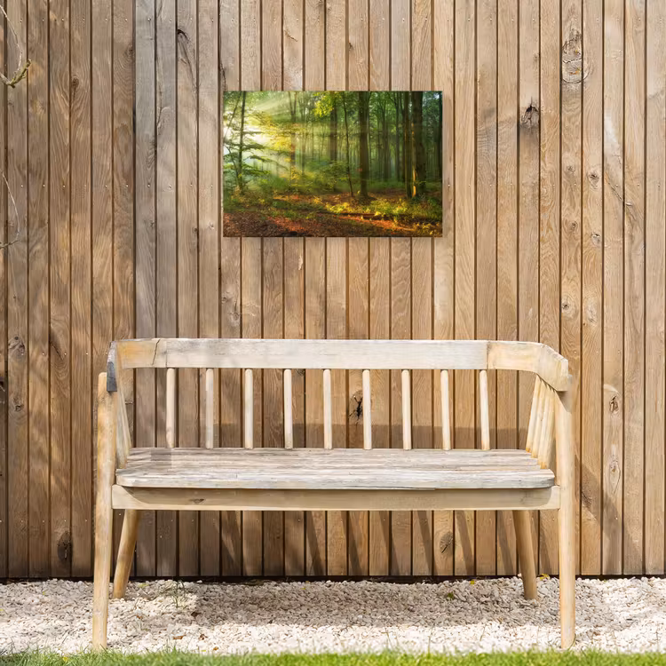 Ochtendlicht in het bos Tuinposter op houten frame 2 cm dik klein -sfeer4