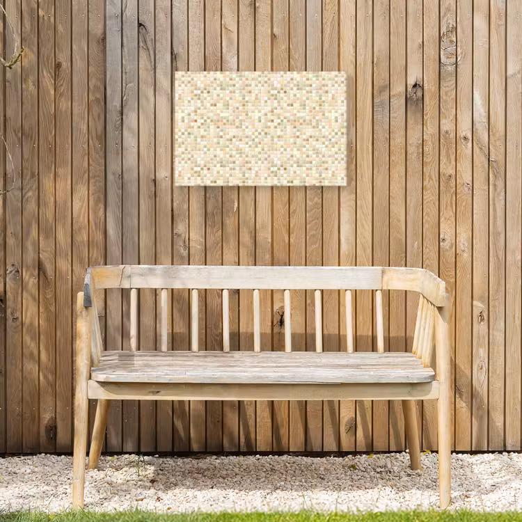 Mozaïek - Patroon - Beige Tuinposter op houten frame 2 cm dik klein 845 -sfeer4