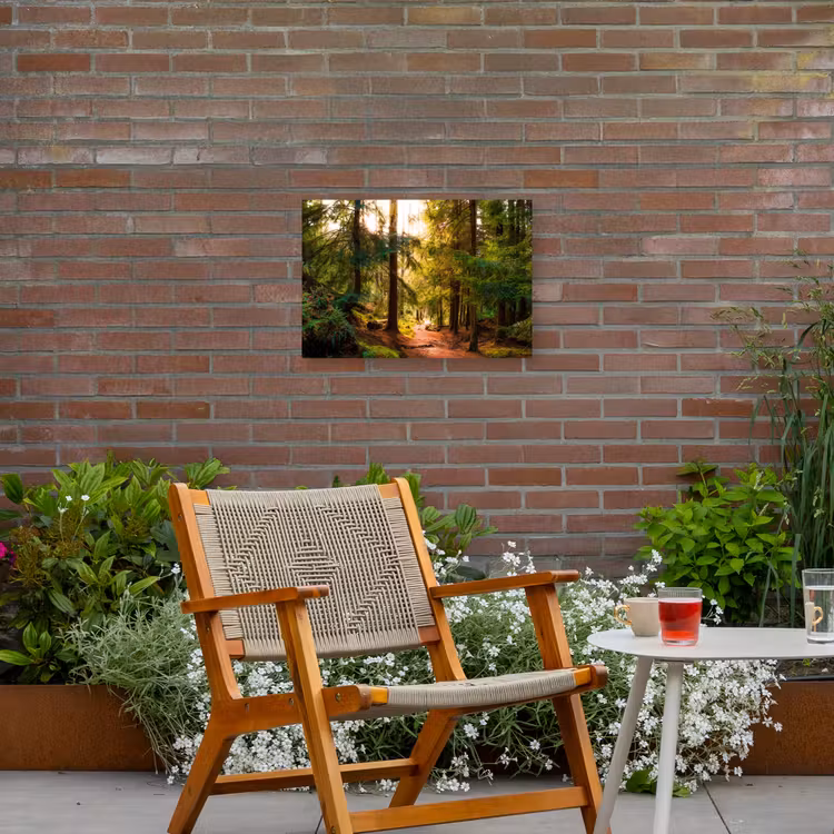 Mossig bospad Tuinposter op houten frame 2 cm dik klein -sfeer3