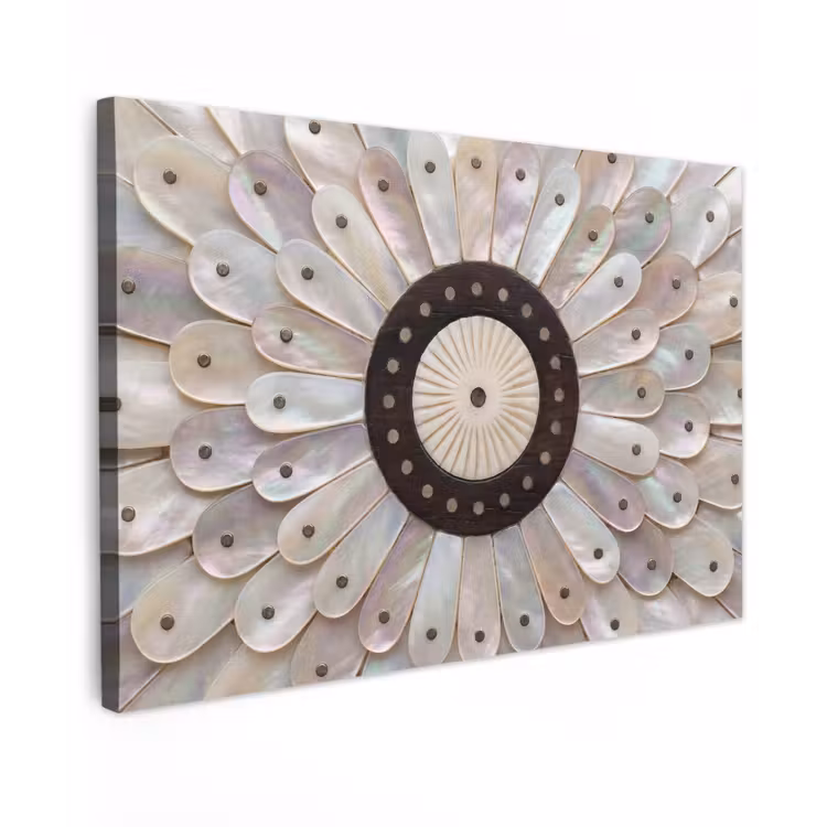 Parelmoer - Patroon - Decoratie - Ambacht - Wit Tuinposter op houten frame 2 cm dik klein -3d