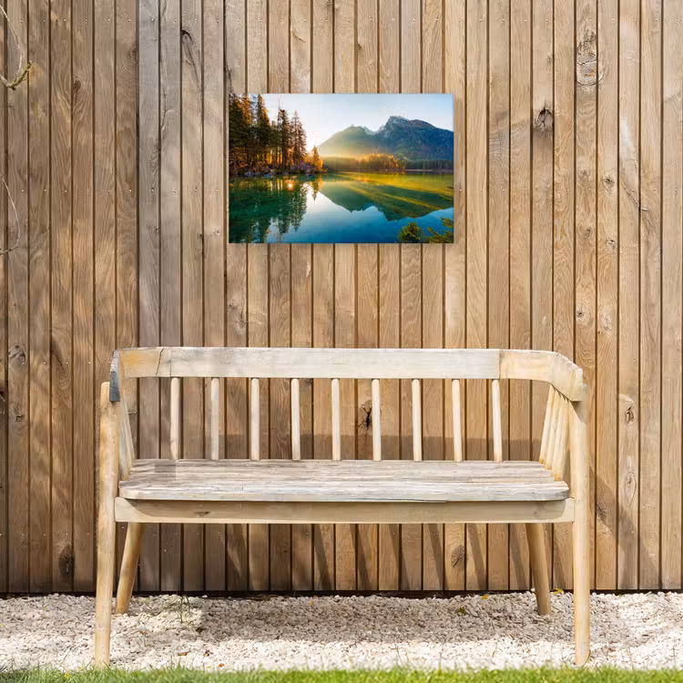 Bergmeer in de Ochtendzon Tuinposter op houten frame 2 cm dik klein -sfeer4