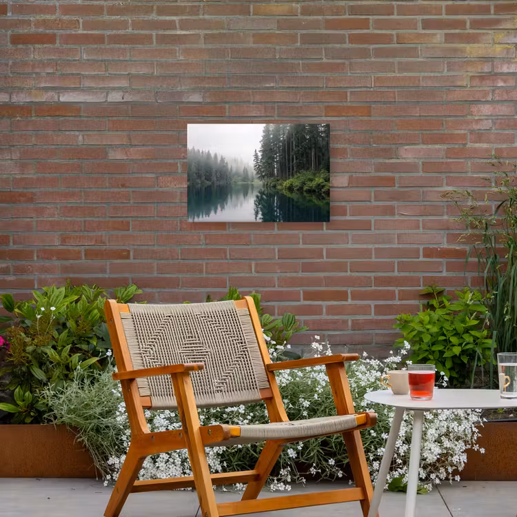 Bergen - Meer - Bos Tuinposter op houten frame 2 cm dik klein -sfeer3