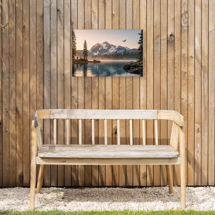 Bergen - Water - Bomen Tuinposter op houten frame 2 cm dik klein -sfeer4