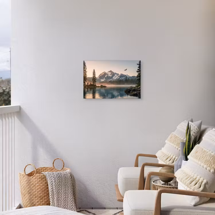 Bergen - Water - Bomen Tuinposter op houten frame 2 cm dik klein -sfeer1