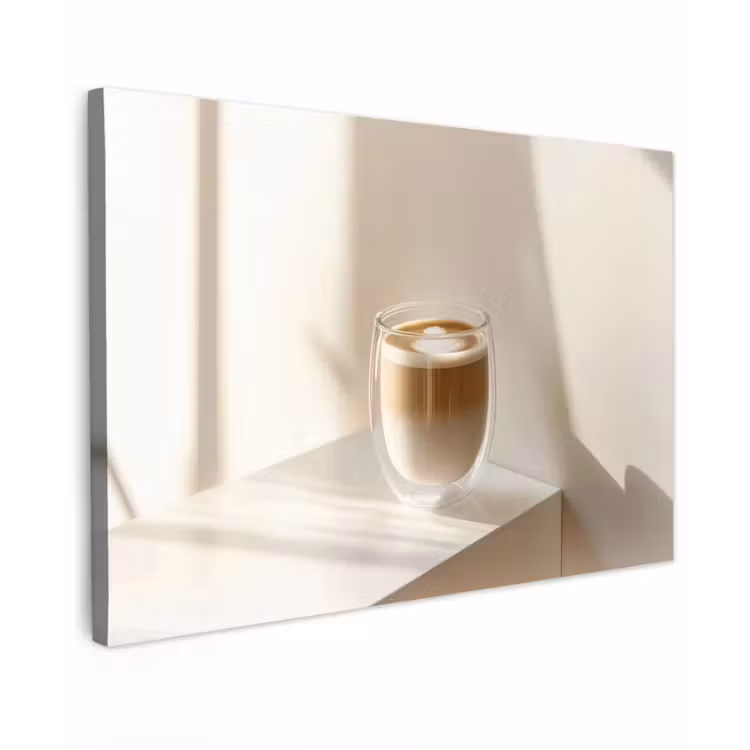 Mok - Latte - Minimalistisch - Schaduw Tuinposter op houten frame 2 cm dik klein -3d