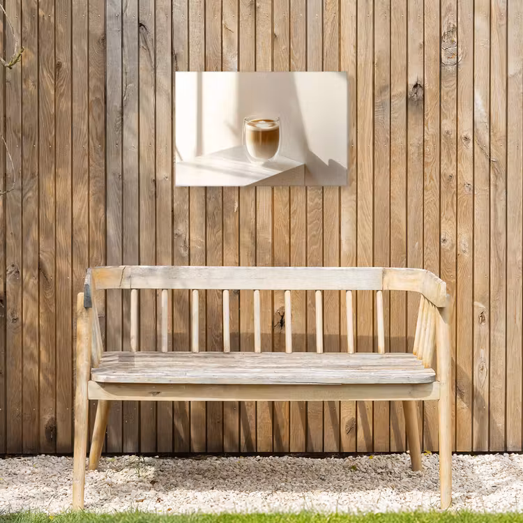 Mok - Latte - Minimalistisch - Schaduw Tuinposter op houten frame 2 cm dik klein -sfeer4