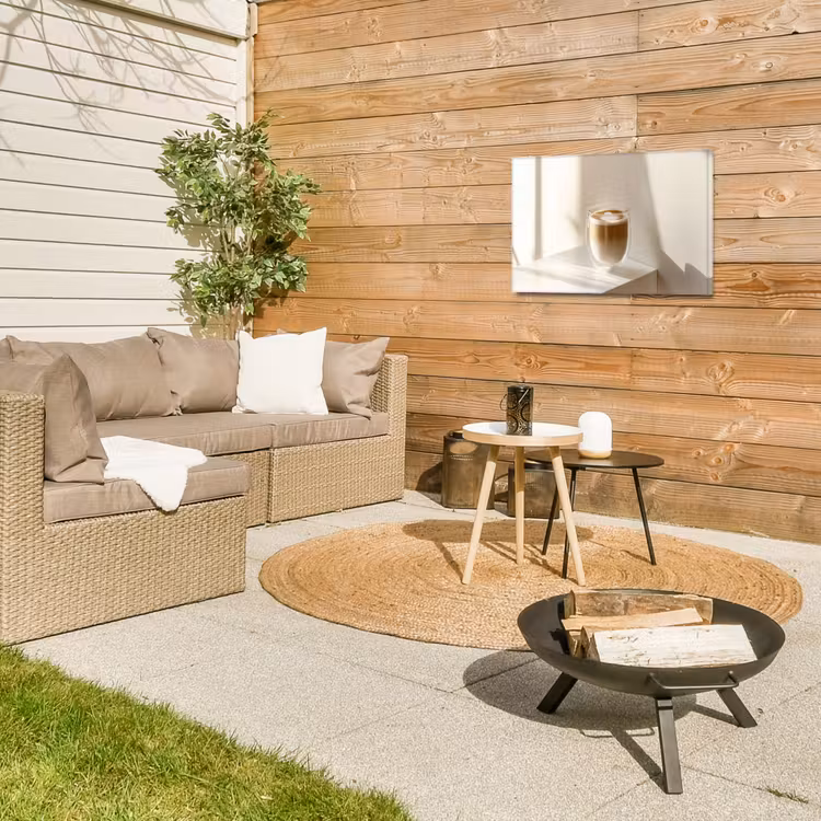 Mok - Latte - Minimalistisch - Schaduw Tuinposter op houten frame 2 cm dik klein -sfeer2