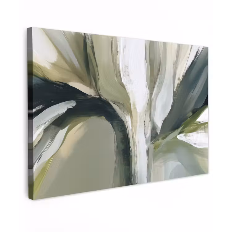 Natuur - Abstract - Groen - Penseelstreken Tuinposter op houten frame 2 cm dik klein -3d