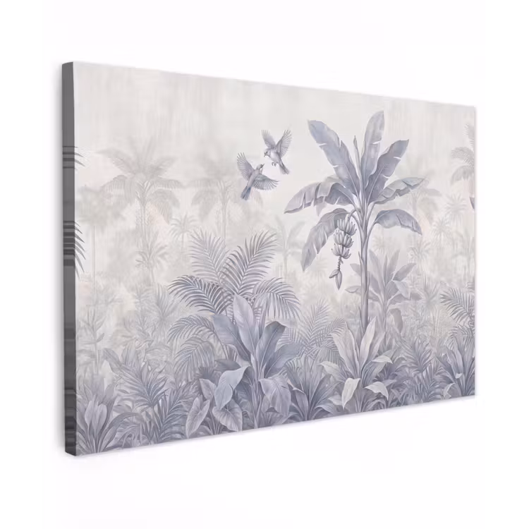 Natuur - Vogel - Jungle - Illustratie - Blauw Tuinposter op houten frame 2 cm dik klein -3d