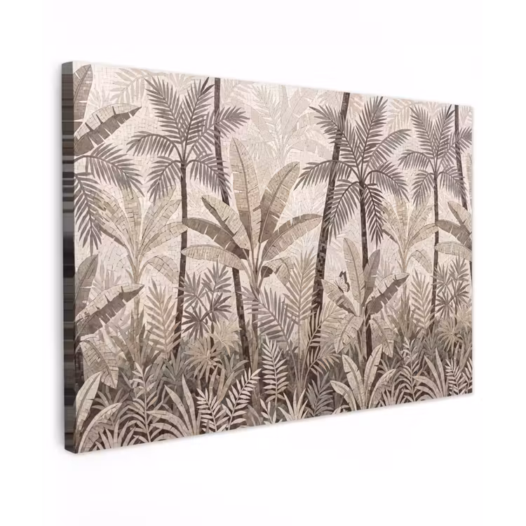 Natuur - Bladeren - Landschap - Mozaïek - Beige Tuinposter op houten frame 2 cm dik klein -3d
