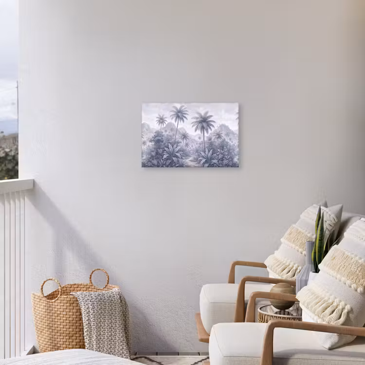 Natuur - Boom - Tropisch - Landschap - Blauw Tuinposter op houten frame 2 cm dik klein -sfeer1