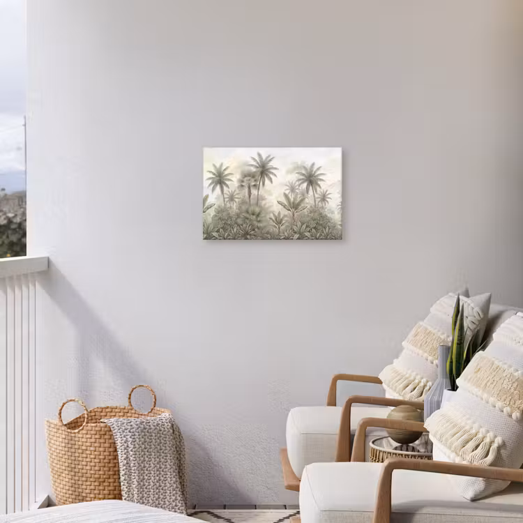 Natuur - Tropisch bos - Landschap - Aquarel - Groen Tuinposter op houten frame 2 cm dik klein -sfeer1