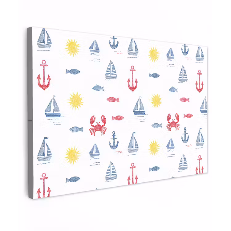 Nautisch - Illustraties - Kleurrijk Tuinposter op houten frame 2 cm dik klein 845 -3d
