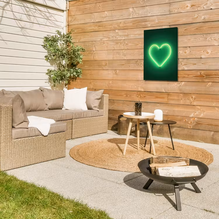 Neon - Groen - Licht Tuinposter op houten frame 2 cm dik klein -sfeer2