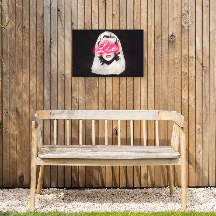 Neon - Letters - Vintage - Vrouw Tuinposter op houten frame 2 cm dik klein -sfeer4