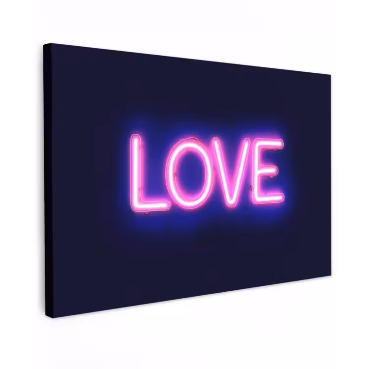 Neon - Love - Valentijn Tuinposter op houten frame 2 cm dik klein -3d