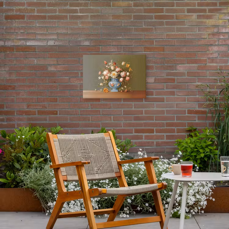 Neutral - Bloemen - Boeket - Vaas Tuinposter op houten frame 2 cm dik klein -sfeer3