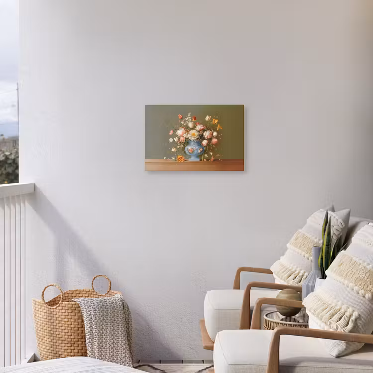 Neutral - Bloemen - Boeket - Vaas Tuinposter op houten frame 2 cm dik klein -sfeer1