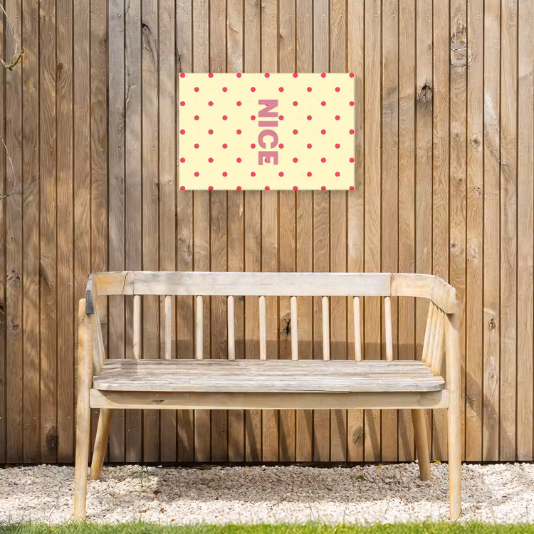 Nice - Stippen - Roze - Geel Tuinposter op houten frame 2 cm dik klein -sfeer4