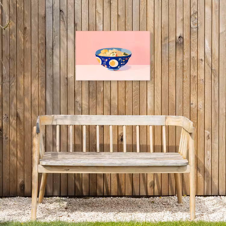 Noodles - Kom - Blauw - Illustratie Tuinposter op houten frame 2 cm dik klein -sfeer4