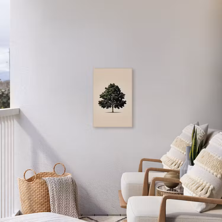 Eikenboom - Schaduw - Egaal Tuinposter op houten frame 2 cm dik klein -sfeer1