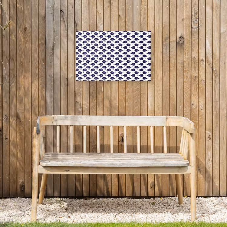 Oceaan - Vis - Blauw - Wit Tuinposter op houten frame 2 cm dik klein 845 -sfeer4