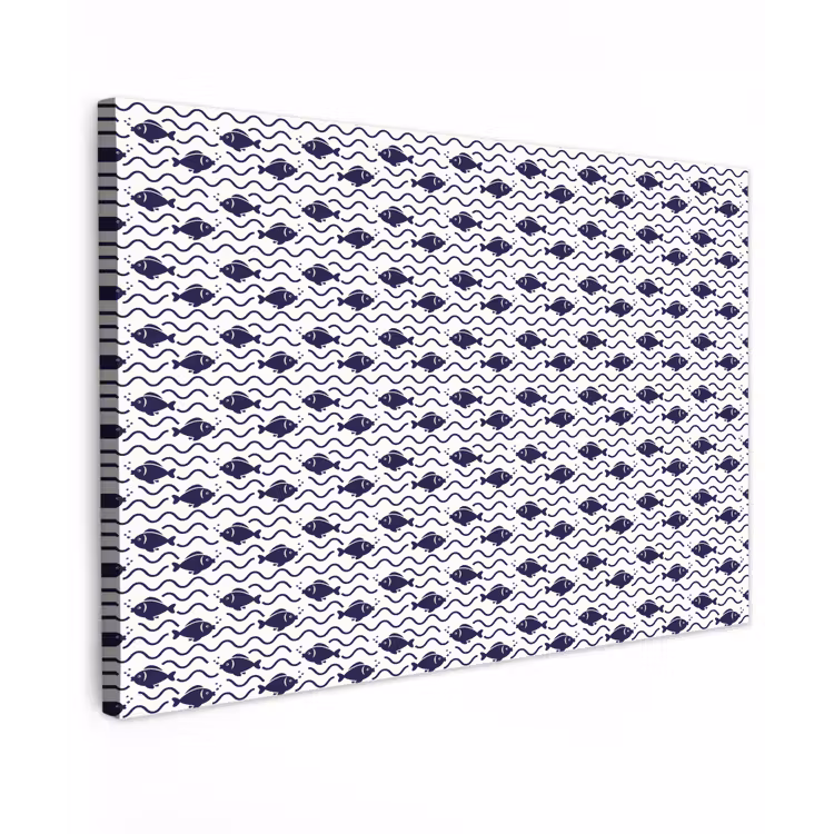Oceaan - Visachtig - Blauw - Wit Tuinposter op houten frame 2 cm dik klein 845 -3d