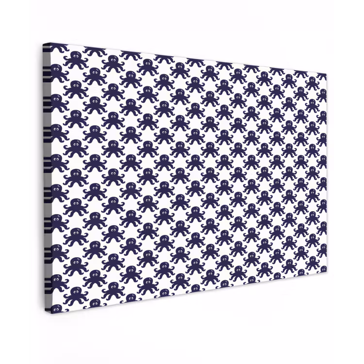 Oceaan - Octo - Blauw - Wit Tuinposter op houten frame 2 cm dik klein 845 -3d