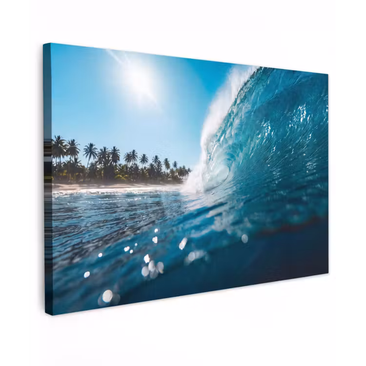 Oceaan - Golf - Strand - Natuur - Blauw Tuinposter op houten frame 2 cm dik klein -3d