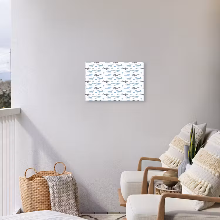 Oceaan - Walvis - Orka - Blauw Tuinposter op houten frame 2 cm dik klein 845 -sfeer1