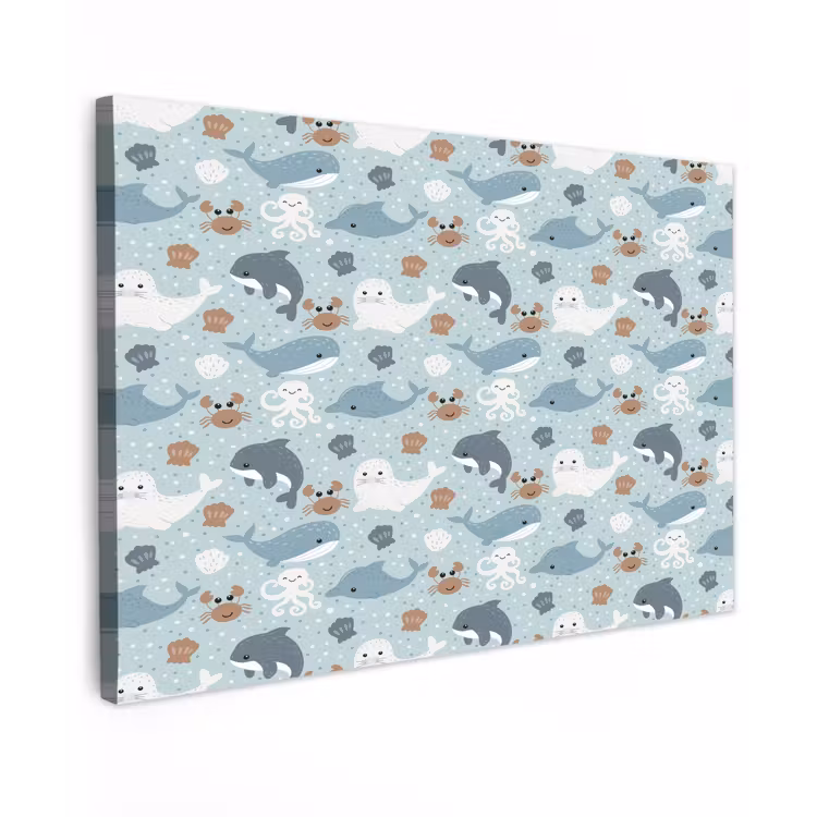 Oceaan - Walvis - Zeehond - Krab Tuinposter op houten frame 2 cm dik klein 845 -3d