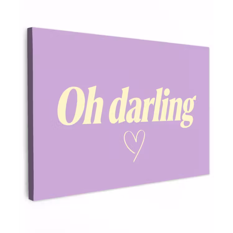 Oh darling - Hart - Paars Tuinposter op houten frame 2 cm dik klein -3d