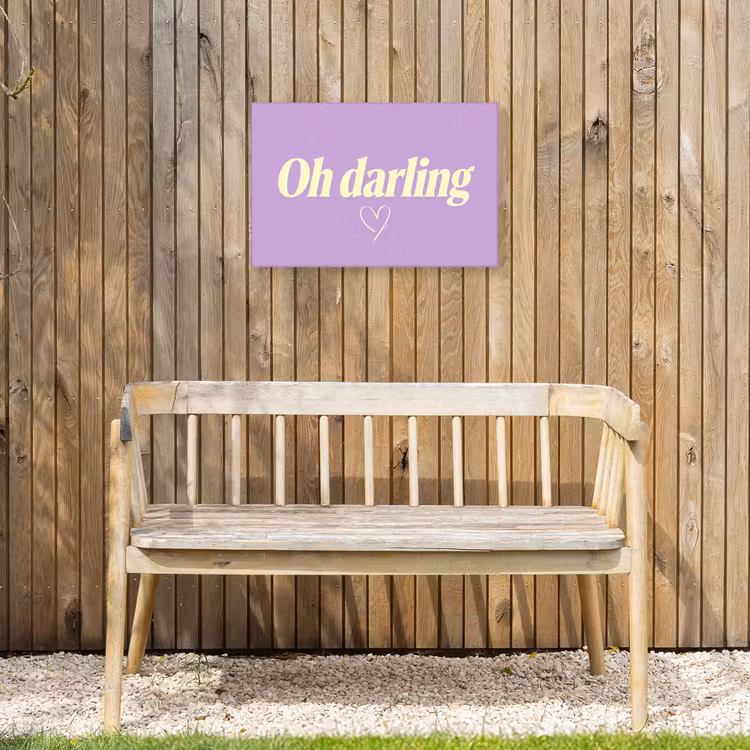 Oh darling - Hart - Paars Tuinposter op houten frame 2 cm dik klein -sfeer4
